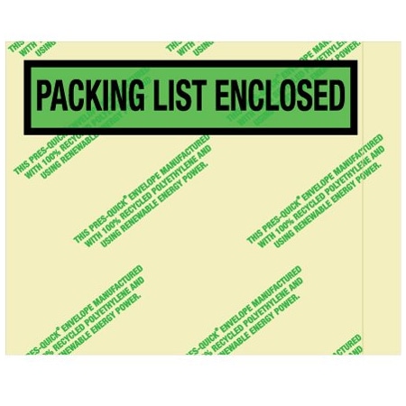 Bsc Preferred 7 x 5-1/2'' Environmental ''Packing List Enclosed'' Envelopes, 1000PK PQGREEN19